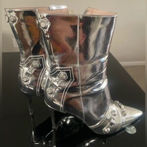 Metallic Silver Boots